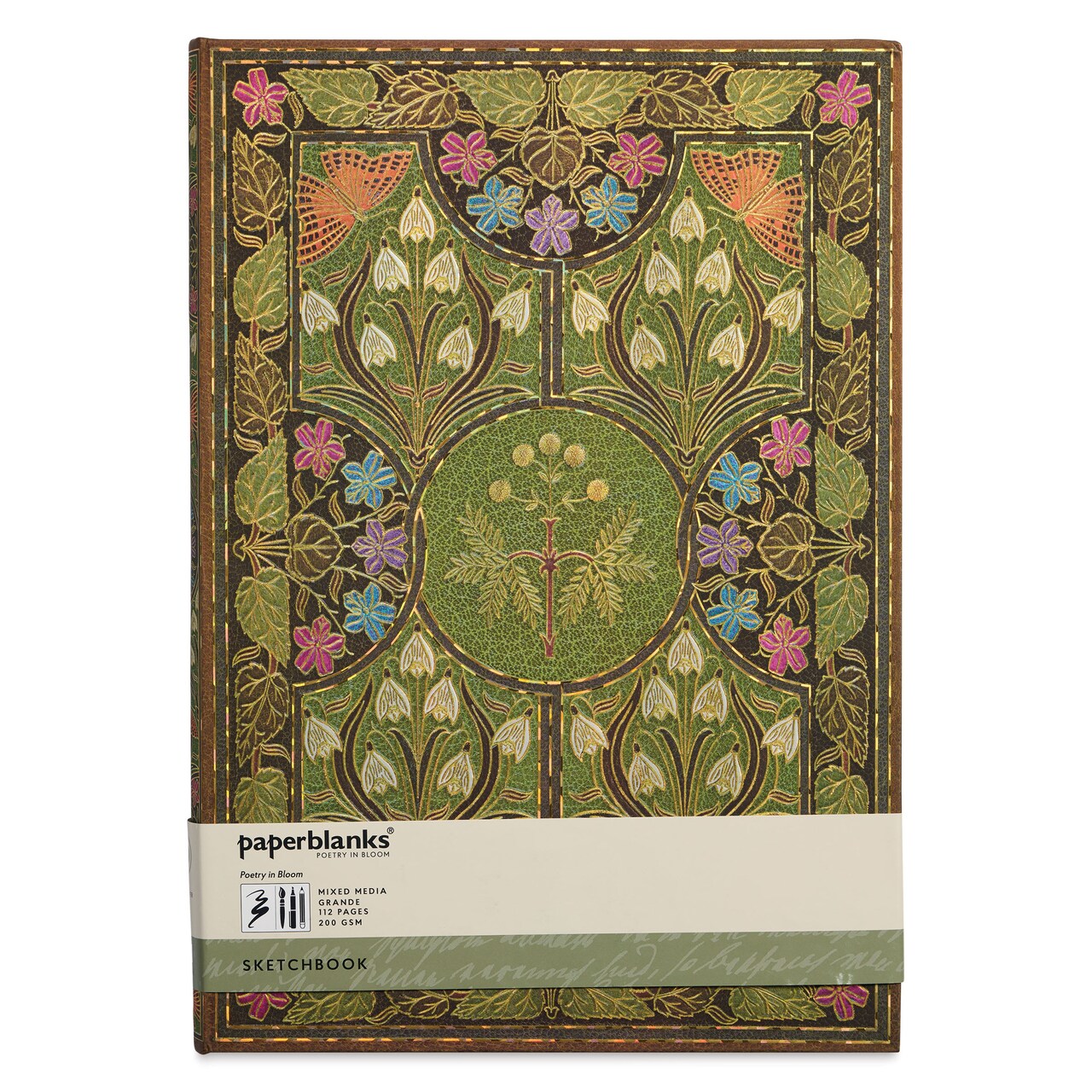 Paperblanks Mixed Media Sketchbook - Poetry in Bloom, 8" x 11-3/4"